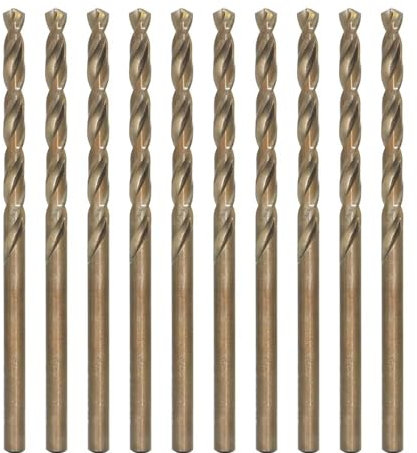 Metric Cobalt Drill Bits 3.5mm 10PCS, M35 high Speed Steel, high Hardness Straight Shank Drill, Mechanical or Hand Drill for Drilling, Suitable for Stainless Steel, Iron, Copper and Aluminum.