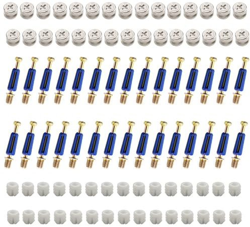 30 Sätze Möbelverbinder Schrankverbinder Set M15 Passschraube Exzenternocken und Bolzen Passdübel M6x40mm Vorgesetzten Muttern für Schrank/Kommode
