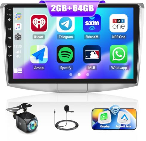 2G+64G CAMECHO Android Autoradio für VW Passat B7 B6 2010-2015/VW Magotan CC 2010-2014 mit Carplay Android Auto, 10.1 Zoll Auto Bildschirm Radio mit Bluetooth GPS WiFi FM/RDS EQ SWC+Rückfahrkamera