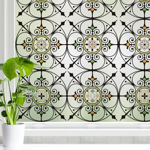 Dktie Window Privacy Static Cling Frosted Window Film for Glass - Anti-UV, Ironwork, Removable No-Glue, Kitchen, Bathroom, Office - 44.5x200cm