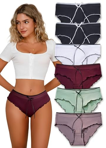 Hialegion sous-vêtements Taille Haute pour Femmes Slip en Coton pour Femmes Coupe Française Stretch Confortable Sexy Bikini Pack L