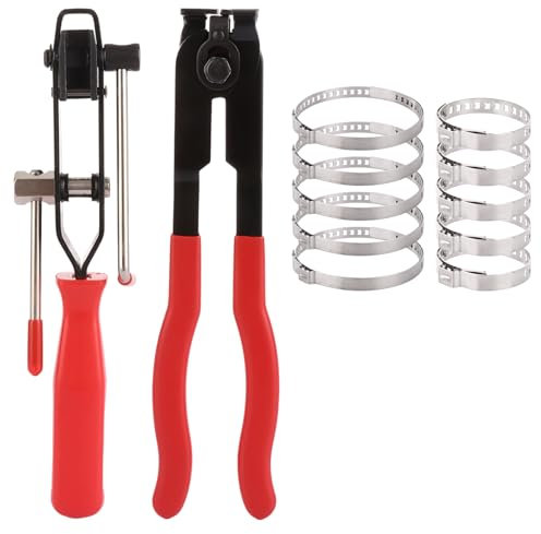 LOPYXBR 12 Pcs Auto CV Joint Boot Clamps Pliers Car Banding Tools Kit, CV Boot Clamp Pliers Set with cv Boots Clips Kit and Boots Plier Cars Banding Tool Kits for Most Cars, Red