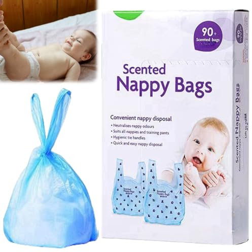 Sacos Desechables para Pañales,90 piezas Bolsas de Basura para Pañales de Bebé,Bolsas para Pañales Desechables,Bolsas para Cubos de Basura para Pañales,Bolsas de Basura para Mascotas