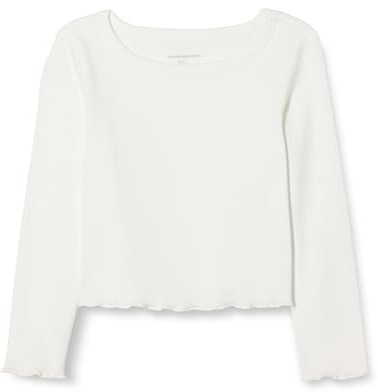 Amazon Essentials Top corto a coste a maniche lunghe Bambine e Ragazze, Avorio, 6-7 anni