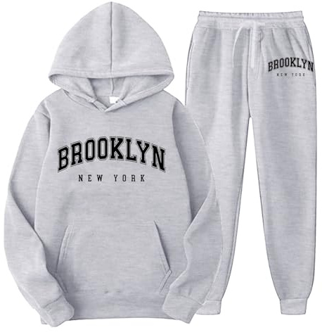 Generisch Completo da uomo Business Tuta sportiva per uomini e donne, e inverno, tempo libero, tinta unita, felpa con cappuccio, pantaloni con nappe, tuta sportiva da uomo Camicia Western, grigio