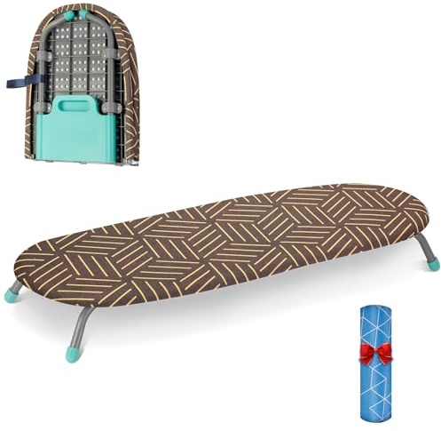 AiQInu Table à Repasser Petite avec Support Antidérapant pour Fer à Repasser, avec 2 Housses Résistantes à la Chaleur, Table à Repasser Portable pour Les Voyages et L'usage Domestique