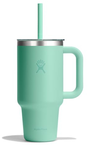 Hydro Flask – Travel Tumbler 936 ml (32 oz) with Clear Press-In Straw Lid – Acciaio Inox – Isolamento a Doppia Parete Sottovuoto – Resistente agli Schizzi – Mermaid Green