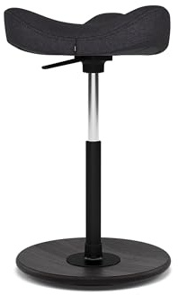 Varier Move Schwarz/Schwarz Ergonomischer Stehhocker Höhenverstellbarer Aktiv-Sitz für Steh- und Schreibtisch mit Holzfuß und Formschaumsitz – 10 Jahre Qualitätsgarantie