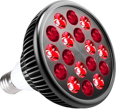 Wolezek Red Light Therapy Bulb, 18 LEDs Red Light for Body and Face with 660nm and 850nm Near-Infrared Combo Wavelength, Infrared Light Therapy Lamp Device for Skin Care Pain Relief (Only Bulb)