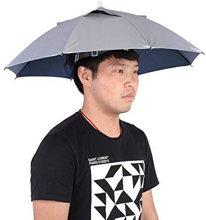 VOBOR Head Umbrella Hat, Sun Rain Protection Lightweight Umbrella Hat, Outdoor Handfree Umb-rella Hat with Elastic Bands for Golf Fishing Gardening (65CM X 39CM)