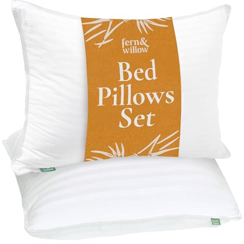 Juego de 2 almohadas de cama tamaño King de 20 x 36 pulgadas, calidad de hotel refrescante, alternativa de plumón, soporte firme medio, regalo ideal para personas que duermen boca arriba y de lado