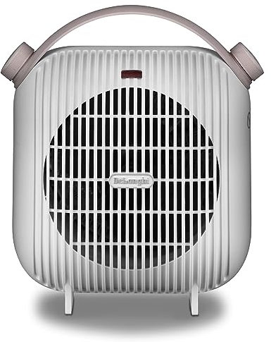 De'Longhi HFS30B24.W Termoventilatore da tavolo, 2 livelli di potenza, ventilazione estiva, protezione antigoccia, maniglia, sistema anti-ribaltamento, luce, protezione antigelo, leggero, Bianco
