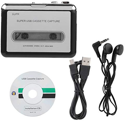 Cassette vers lecteur MP3, enregistreur de cassette audio vocal personnel portable Convertisseur de bande numérique en MP3 Adaptateur de cassette USB, lecteur de bande capture la musique audio MP3 com