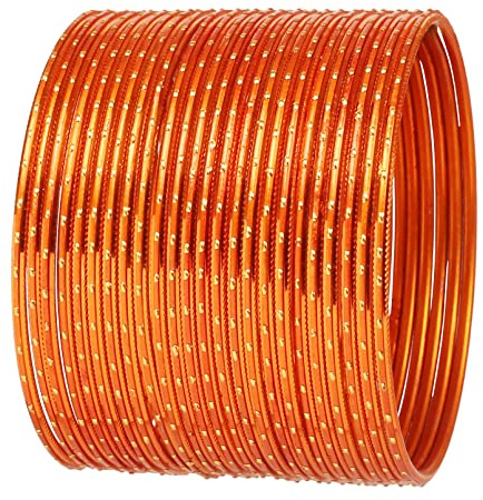 Touchstein Bunte Armreif-Kollektion Indische Bollywood Legierung Metall Multi Zweck ziemlich ansehen Texturierte orange Farbe des Designer Schmuck Armreif Armbänder Set von 24 für Frauen