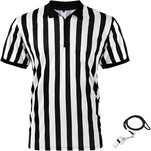Syhood Referee Shirt Costume Men Women, Whistle Black and White Striped Football Soccer Official Ref Shirt Jersey(XXX-Large)