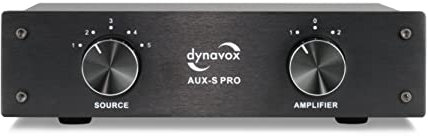 Dynavox AUX-S PRO, Eingangs-Erweiterungs-Umschalter mit 5 Cinch-Eingängen, Anschlüsse für Zwei Stereo- und Surround-Verstärker, Schwarz