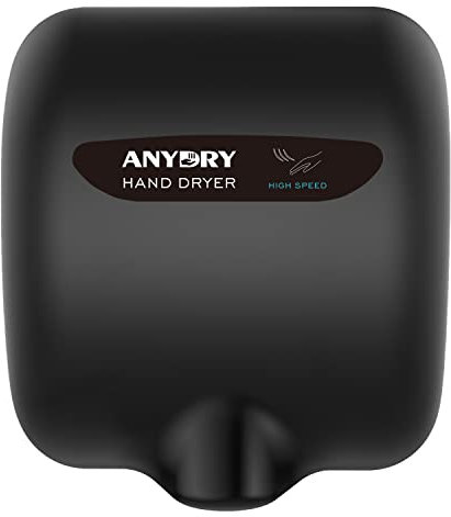 anydry 2800B Commercial Hand Dryer For Toilets,Heavy Duty Stainless Steel Electric Hand Dryers,With Banner.(Matte Black)