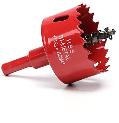 50mm Hole Saw for Wood, HSS Bi-Metal Hole Cutter for Pipe Vent, Separate Drill Bit with Hex Shank, ideal for Cutting Plasterboard, Timber, Perspex and Plastic