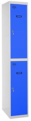 Simon Rack Casier Vestiaire Metallique, 2 Portes, Comprend la Clé, 1800x300x500 mm, Gris/Bleu - Simonlocker