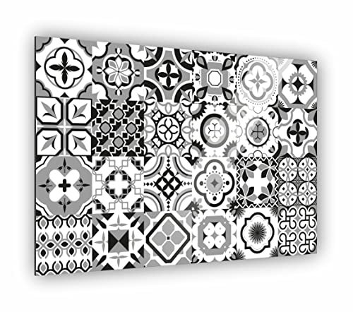 Manschin-Laserdesign Küchen Spritzschutz Fliesenmuster in Verschiedene Größen | Küchenrückwand | Aluverbund | Fliesenschutz | Paneele | Küchenfliesen | Fliesenspiegel | Rückwand (Aluverbund 80x55cm)