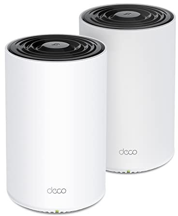 TP-Link Deco WiFi 6 Mesh AX3000Mbps Deco PX50(2-Pack), CPL G.hn 1500 Mbps, Couverture de 420㎡, 9 Ports Gigabit, WPA3, Murs épais