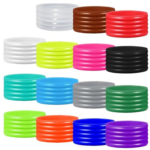 Good Elasticity 15 Pcs Assorted Tennis Racket/Pickleball Paddles/Squash Silicone Ring Racket Grip Bands Rubber Ring,Grip Finishing Ring/Racquet Grips Overgrip (15pcs Assorted)