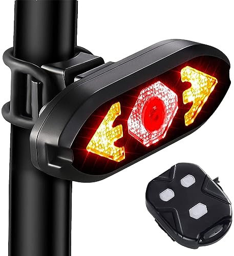 Imtrub Fanale Posteriore per Bicicletta con Telecomando Wireless, Indicatore di Direzione per Bici, Telecomando Wireless, Impermeabile Batteria Ricaricabile, Facile a installare