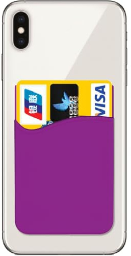 FYISWHO Handy Selbstklebende Kartenhalter Universal,Kartenhülle für TCL 40 se 40r 403 405 406 408 30 Plus 305 306 30e 305i, Silikon Kreditkarten Tasche für TCL 20 20l 20r 20y 10l 10 se pro (Purple)