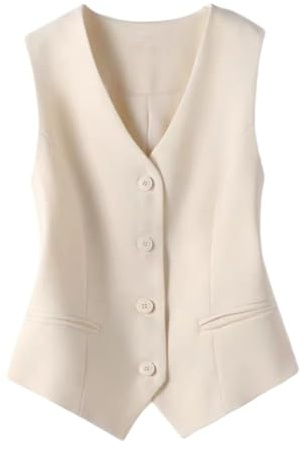 Stafeny Gilet de costume pour femme, coupe ajustée, col en V, gilet de smoking, gilet de costume, gilet vintage élégant