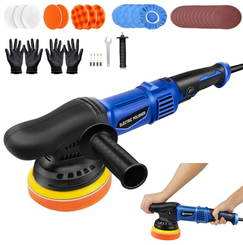 Dual Action Car Polisher Buffer Kit, 920W 6 Variable Speed Car Buffer 120MM Random Orbital Polisher Waxer Kit with 13PCS Foam Pads for Car Detailing Polishing and Waxing (33 Accessories in Total)
