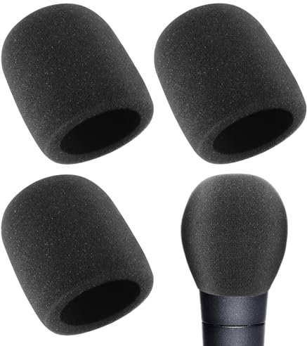 Piriuuo 3 Stück Popschutz Mikrofon, Elastischer Mikrofon Schaumstoff Schwarz Verdickter Mikrofon Windschutz Waschbarer Windschutz für Handmikrofone Universal Schaumstoff für O- und U-förmige Mikrofone