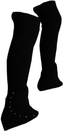 Baoblaze Figure Skating Leg Warmers High Footless Socks Soft Lightweight Fashion Decor Knitted Long Leg Warmers for Adults Winter Yoga, Black