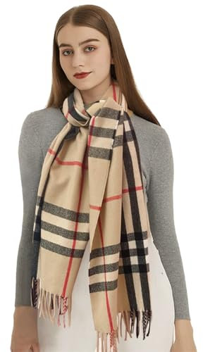 1 Packung Winter-Schal mit Karomuster, warmer Winter-Kaschmirschal für Damen, großer Schal mit Karomuster für Damen