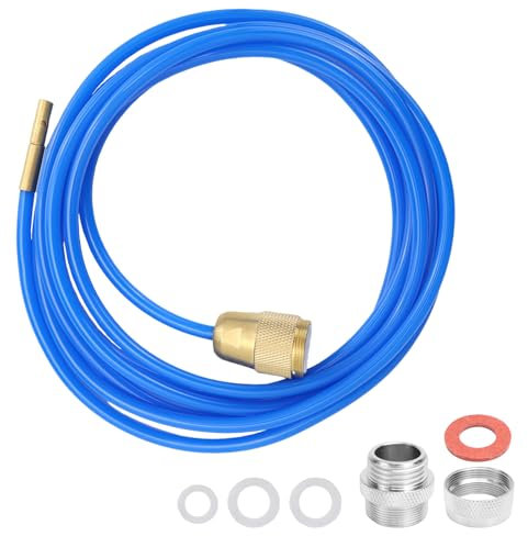 TYBYBB Déboucheur de canalisations haute pression, tuyau de nettoyage pour robinet, 3 m de long, avec buse en laiton et joints pour tuyaux M22 M24 et 1/2, bleu