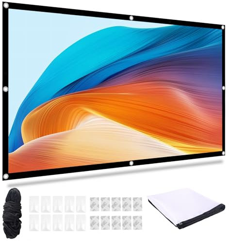 DOCEPERT Pantalla de proyector de 60 pulgadas, portátil y plegable para cine en casa, cine en interiores y exteriores, pantalla de cine para escuela, cine en casa, oficina, 16:9