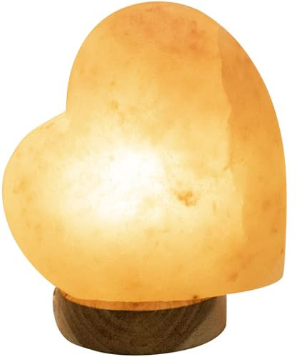 GLOBO Salzkristall Lampe Tischlampe Salzkristalllampe Salzsteinlampe Salzlampe Herz Form Fassung E14 28308