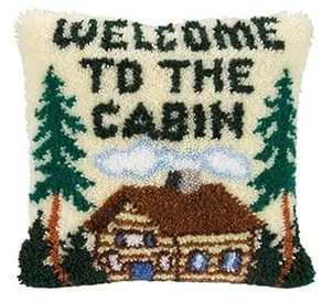 ROCKY&CHAO Latch Hook Kit for Adults & Kids, Complete DIY Cushion Making Craft Kits with Yarn & Canvas and Crochet Needle, Latch Hook Pillow Cover Adult Craft Kits for Women - Christmas House 43x43cm