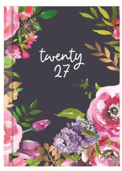 2027 Pocket Diary Week to View A7 - Navy Floral Hardcover Mini Planner | Compact Organiser, Handbag Size, Portable Travel Diary, Appointment Planning, School Work Schedule, Personal Journal