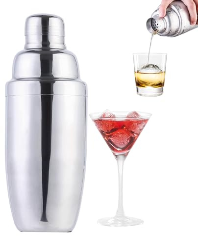 Uppgraderingsbar cocktailshaker, Martini Shaker drinkblandare med inbyggd sil för bartension – rostfritt stål bartenderkar för blandade drycker Margarita alkohol sprit barartiklar (750 ml)