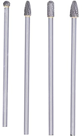 Tomotato Juego de 4 Fresas de Carburo de Tungsteno, Longitud 150-160mm Diámetro 6mm, para Tallado Chaflán Ranurado en Madera Plástico y Materiales Blandos