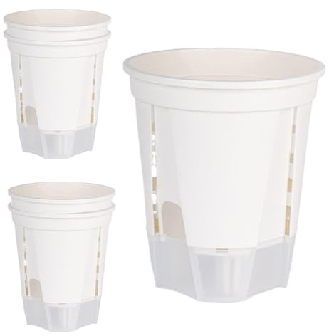 BommFu Vasi Autoirriganti - Set da 5 Pezzi con Foro di Drenaggio per Orchidee | Vaso Autoirrigante | per Balcone Giardino Esterno Casa Fragola