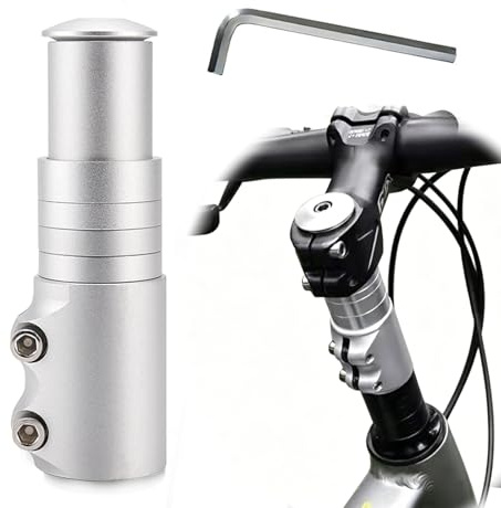 Elevador de manillar para bicicleta, con llave hexagonal, manillar de bicicleta, extensión de manillar, 28,6 mm, para bicicletas de montaña, bicicletas de carretera, bicicletas de ciudad (plata)
