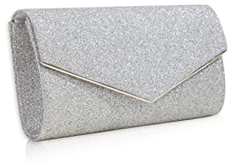CORIOS Kvinnor kuvertväska paljetter aftonväska brud bröllopshandväska glitter glittrande handväska crossbody väska med avtagbar kedja elegant axelväska för bröllop cocktailparty bal