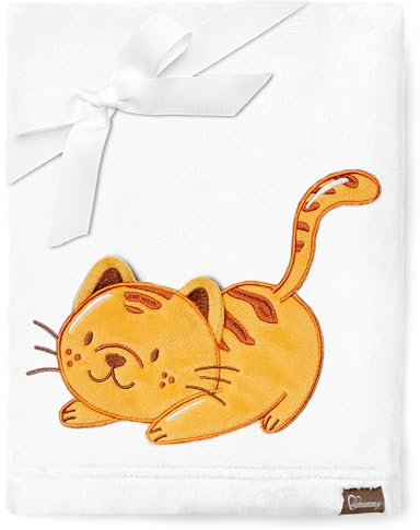 Be Mammy Coperta calda per bambini con peluche regalo per bambino con motivi 3D (Bianco - Gatto)
