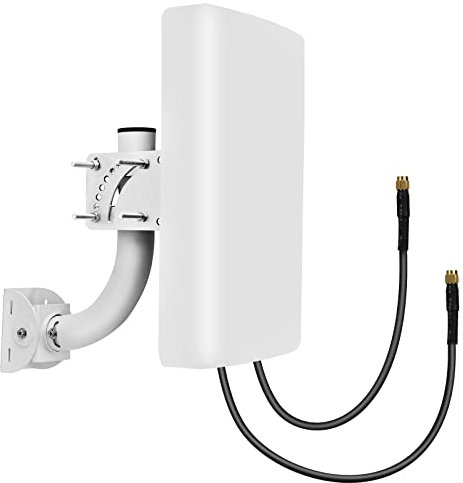 Maswell 4G LTE Antenne Outdoor, 2X2 MIMO, hohe Verstärkung 10 dBi, 700–2700 MHz gerichtete Externe robuste Panel-Antenne für Router, Wohnmobil, Camping, 2,2 m RG58-Kabel, SMA-Stecker und TS9