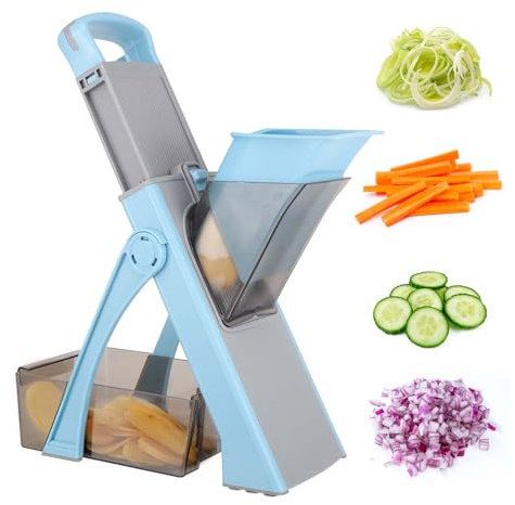 Mandoline Dicer for Onions, Potatoes and Foods with Adjustable Blades - Multifunctional Chopper and Slicer with Container