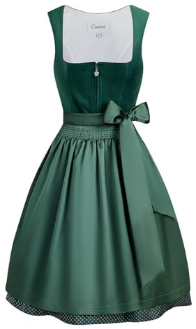 CEIVONE Dirndl pour femme, en velours vert midi, costume traditionnel, robe traditionnelle Dirndl, fête de la bière, bleu, 40