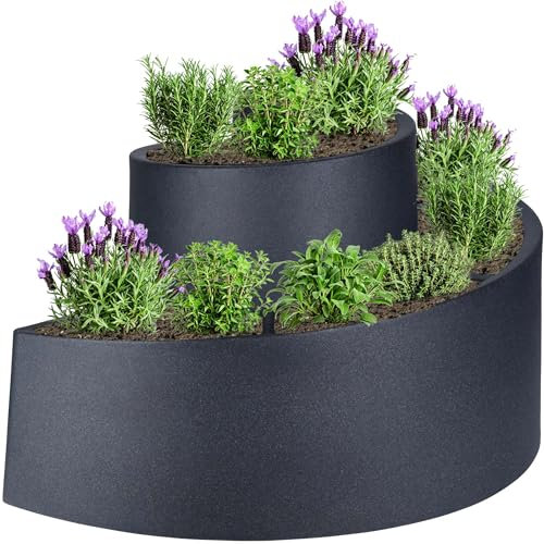 mucHome XXL Kräuterspirale aus Kunststoff - anthrazit 80x65x50cm Spirale Kräuterhochbeet Pflanzgefäß Garten Pflanzspirale Kräuterturm Kräuterschnecke
