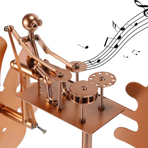 Lyreh Mulino a Vento a Forma di Percussionista in Metallo, Scultura Cinetica Alimentata Vento Statuette Musicali in Metallo Decorazione da Giardino Girandola per Esterni per Cortile Patio Prato