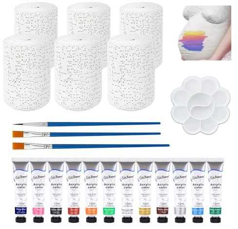 Mineup Set di 6 Kit Calco Pancia Gravidanza, 5cm*2.7m Calco Gesso per Pancione in Dolce Attesa, Kit per Calco in Gesso Adatto a modellatura, Impronta Forma Addome Gestante